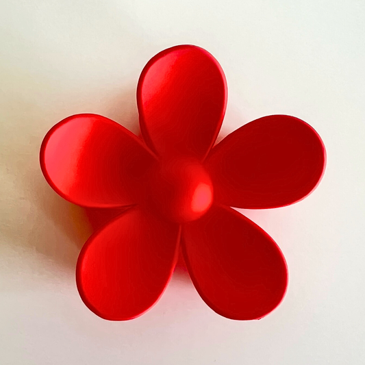 Bloem haarklip in mat rood