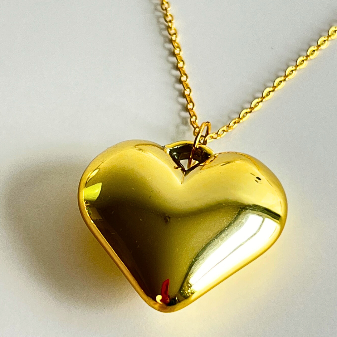 Goudkleurige hart ketting - lange ketting met hartje